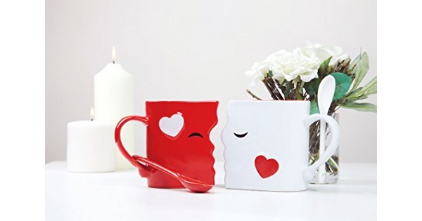 THE FASHION Set of 2 Creative Coffee Cups Double Bowl Ceramic Bowl Kiss  Valentine's Day Couple Cups …See more THE FASHION Set of 2 Creative Coffee